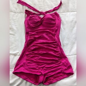 Seafolly boyleg one piece halter swimsuit, US size 6, AU size 10, magenta